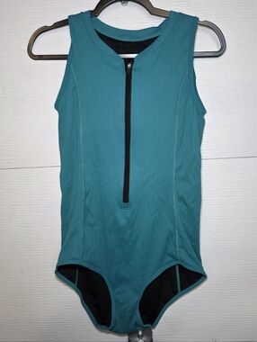 TomboyX Teal Front-Zip One-Piece Swimsuit